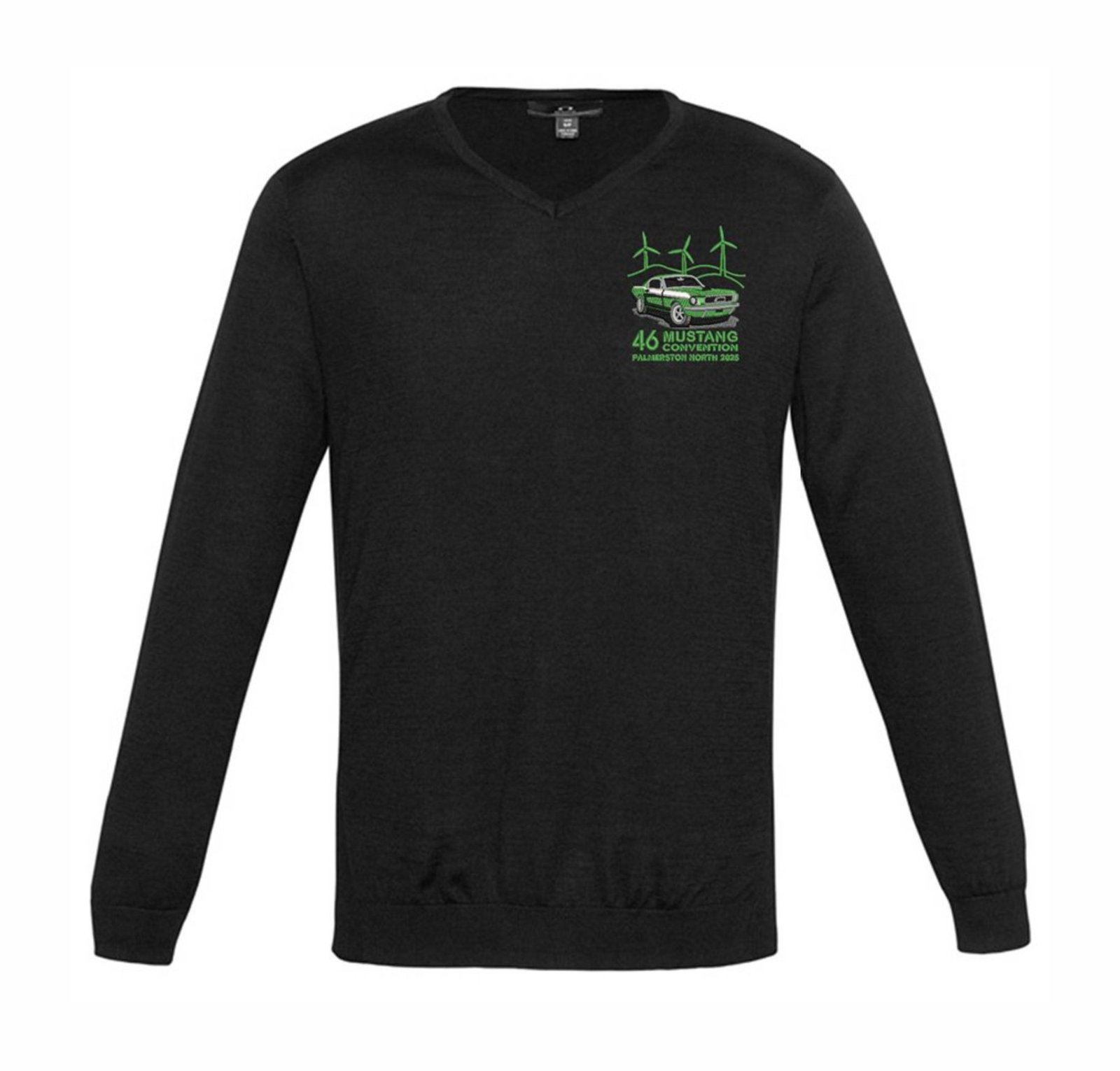 Men's V neck pullover w/ embroidered event logo