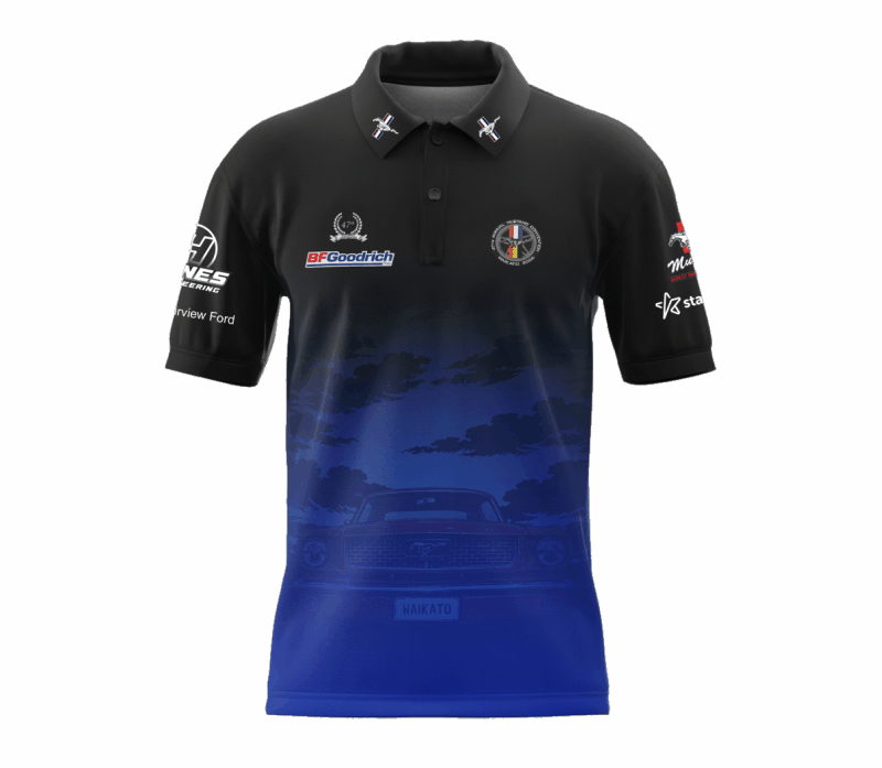 Unisex Polo Shirt Front with screenprinted event logos